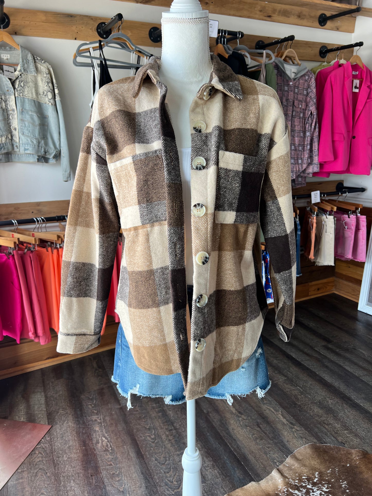 Plaid Block Shacket